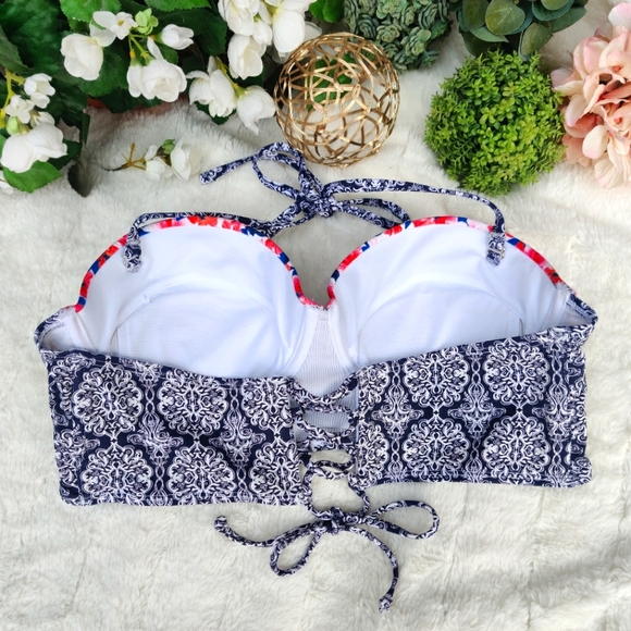 La Vie en Rose floral print push-up bandeau bikini - Picture 2 of 5